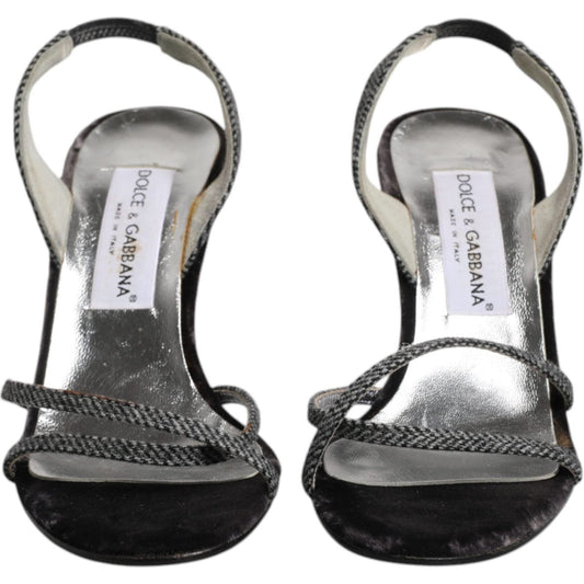 Dolce & GabbanaDolce & Gabbana Black Chevron High Heels Sandals Shoes1728,67345645728,Black,Dolce & Gabbana,EU39/US8.5,Material: 100% Leather (suede),Preowned / Defect,Sandals - Women - Shoes,Women