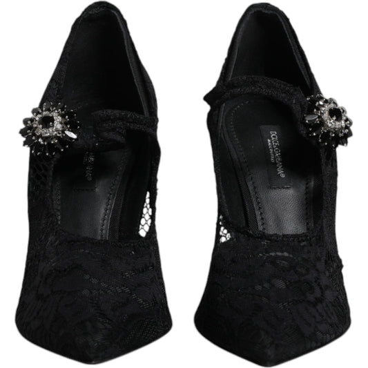 Dolce & GabbanaDolce & Gabbana Black Lace Crystals Mary Jane Pumps Shoes1728,67345645728,Black,Dolce & Gabbana,EU36/US6,Material: 73% Nylon 14% Viscose 13% Elastane,Preowned / Defect,Pumps - Women - Shoes,Women