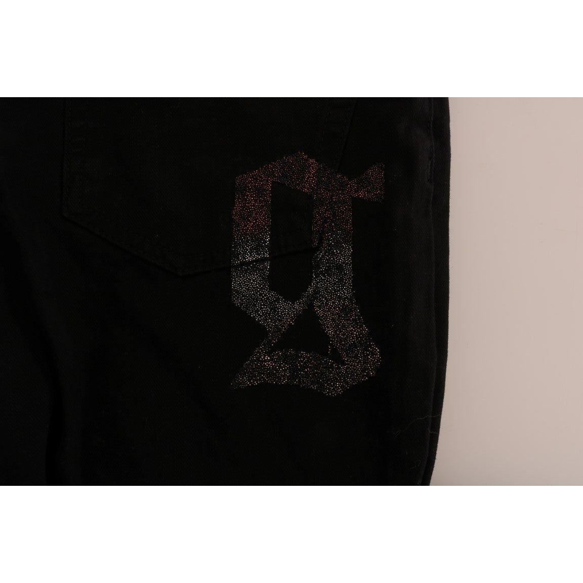 时尚黑色常规版型牛仔裤