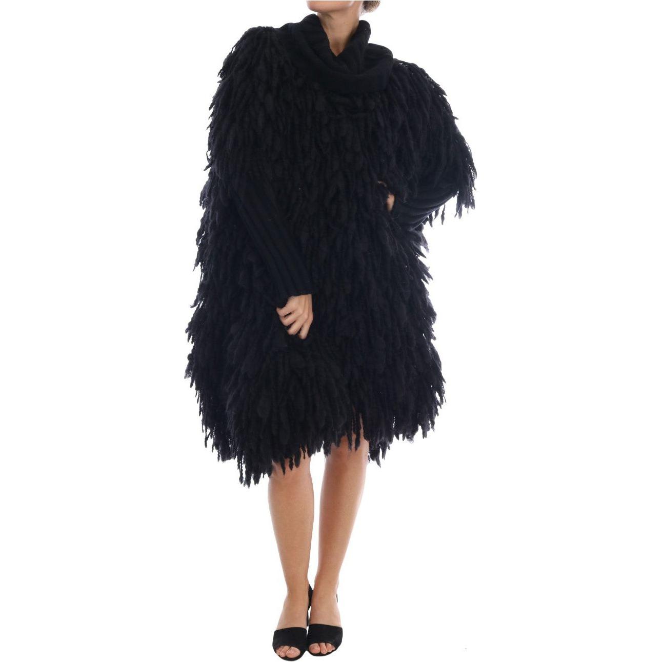 Dolce & Gabbana Black Fringes Wool Pullover Sweater Dolce & Gabbana