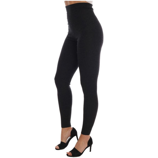 Dolce & Gabbana Elegant Gray Cashmere High Waist Pants Dolce & Gabbana Black