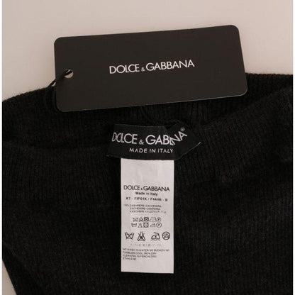 Dolce & Gabbana Gray Cashmere Ribbed Stretch Tights
