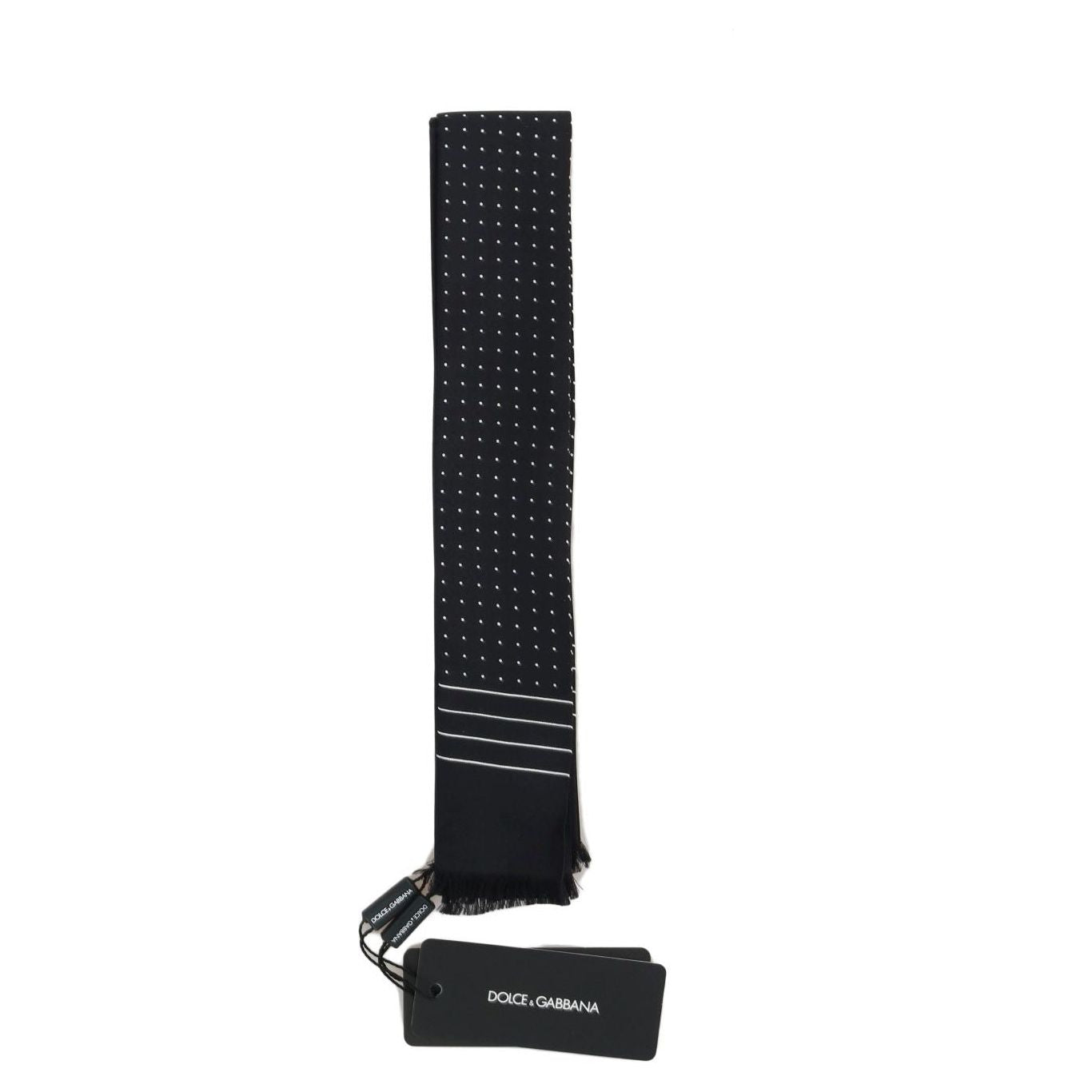 Dolce & Gabbana Dark Blue Polka Dotted Silk Scarf