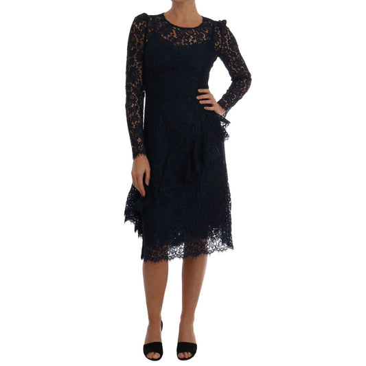 Dolce & Gabbana Blue Taormina Floral Lace Sheath Dress