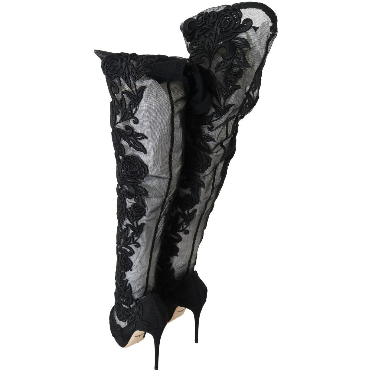 Dolce & Gabbana Embroidered Floral Over-Knee Boots Dolce & Gabbana