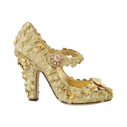 Dolce & Gabbana Gold Floral Crystal Embellished Pumps Dolce & Gabbana