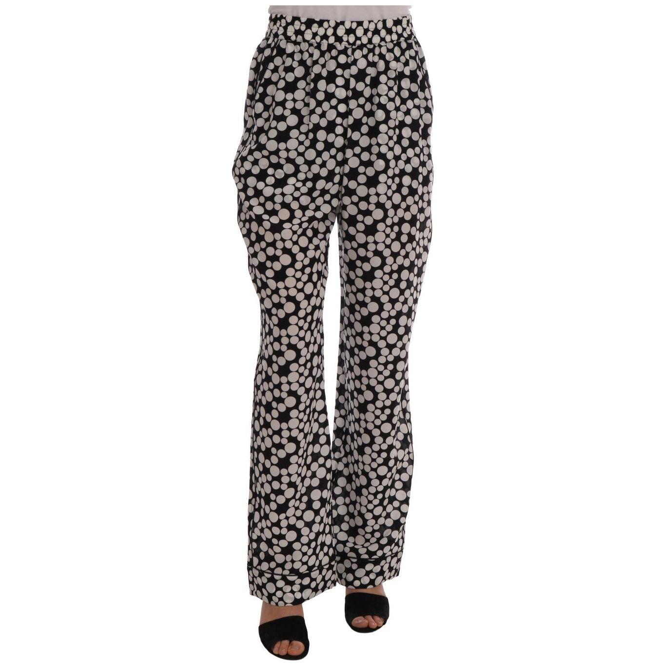 Dolce & Gabbana Black White Polka Dottes Silk Pants Dolce & Gabbana