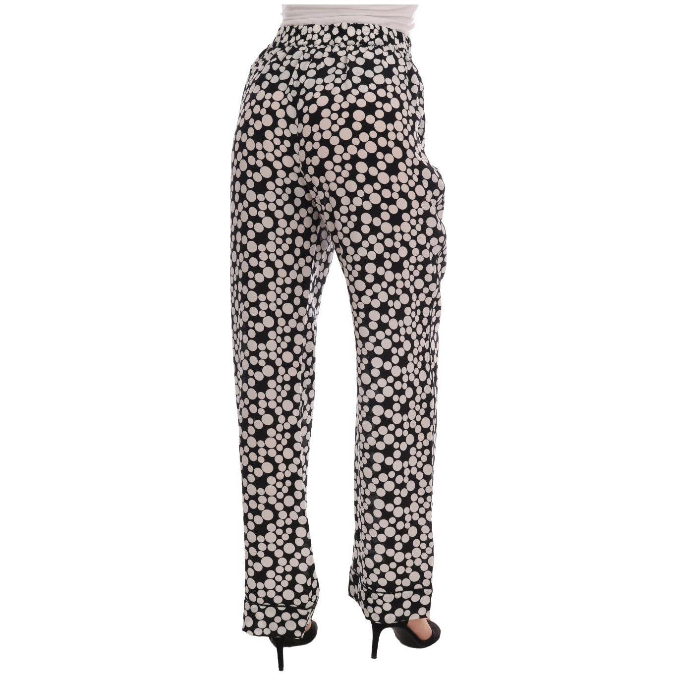 Dolce & Gabbana Black White Polka Dottes Silk Pants Dolce & Gabbana