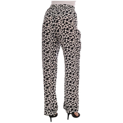 Dolce & Gabbana Black White Polka Dottes Silk Pants Dolce & Gabbana