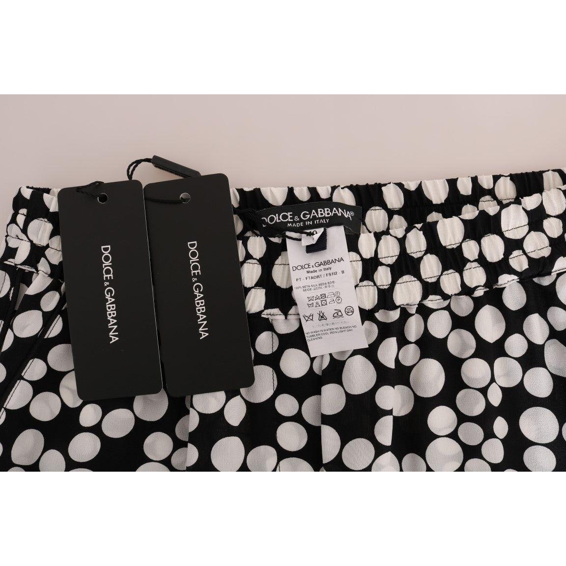 Dolce & Gabbana Black White Polka Dottes Silk Pants Dolce & Gabbana