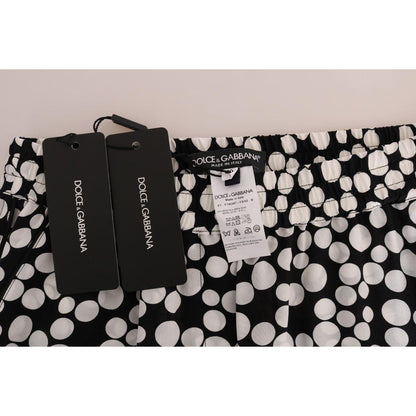 Dolce & Gabbana Black White Polka Dottes Silk Pants Dolce & Gabbana