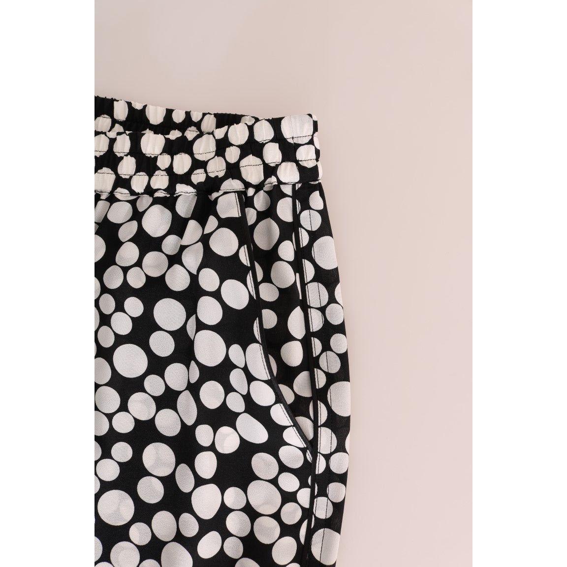 Dolce & Gabbana Black White Polka Dottes Silk Pants Dolce & Gabbana