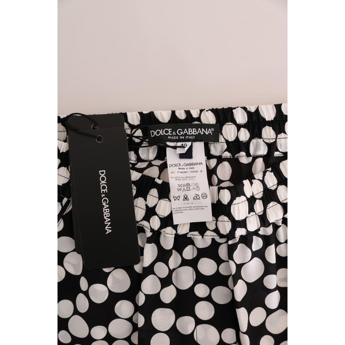 Dolce & Gabbana Black White Polka Dottes Silk Pants Dolce & Gabbana