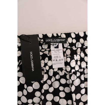 Dolce & Gabbana Black White Polka Dottes Silk Pants Dolce & Gabbana
