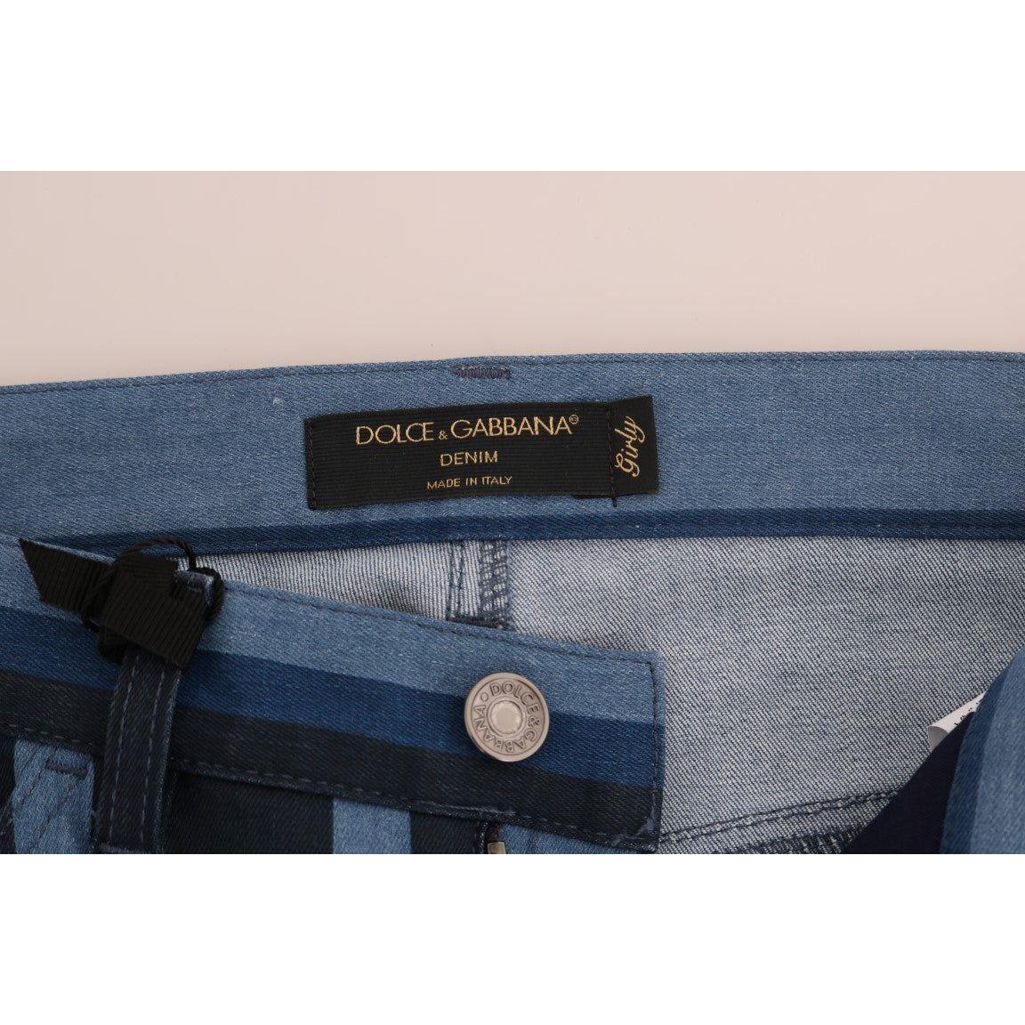 Dolce & Gabbana Blue GIRLY Striped Cotton Jeans Dolce & Gabbana