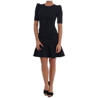 Dolce & Gabbana Black Blue Flare Mini Dress Dolce & Gabbana