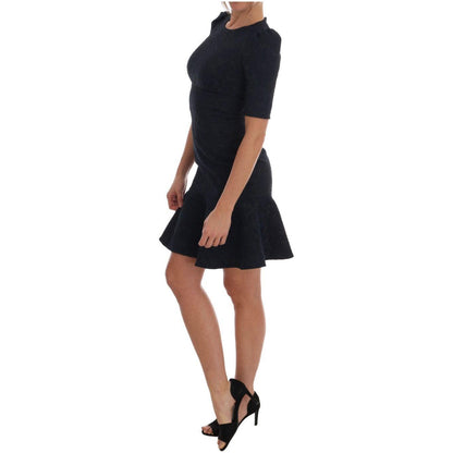 Dolce & Gabbana Black Blue Flare Mini Dress Dolce & Gabbana
