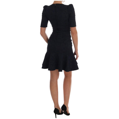 Dolce & Gabbana Black Blue Flare Mini Dress Dolce & Gabbana