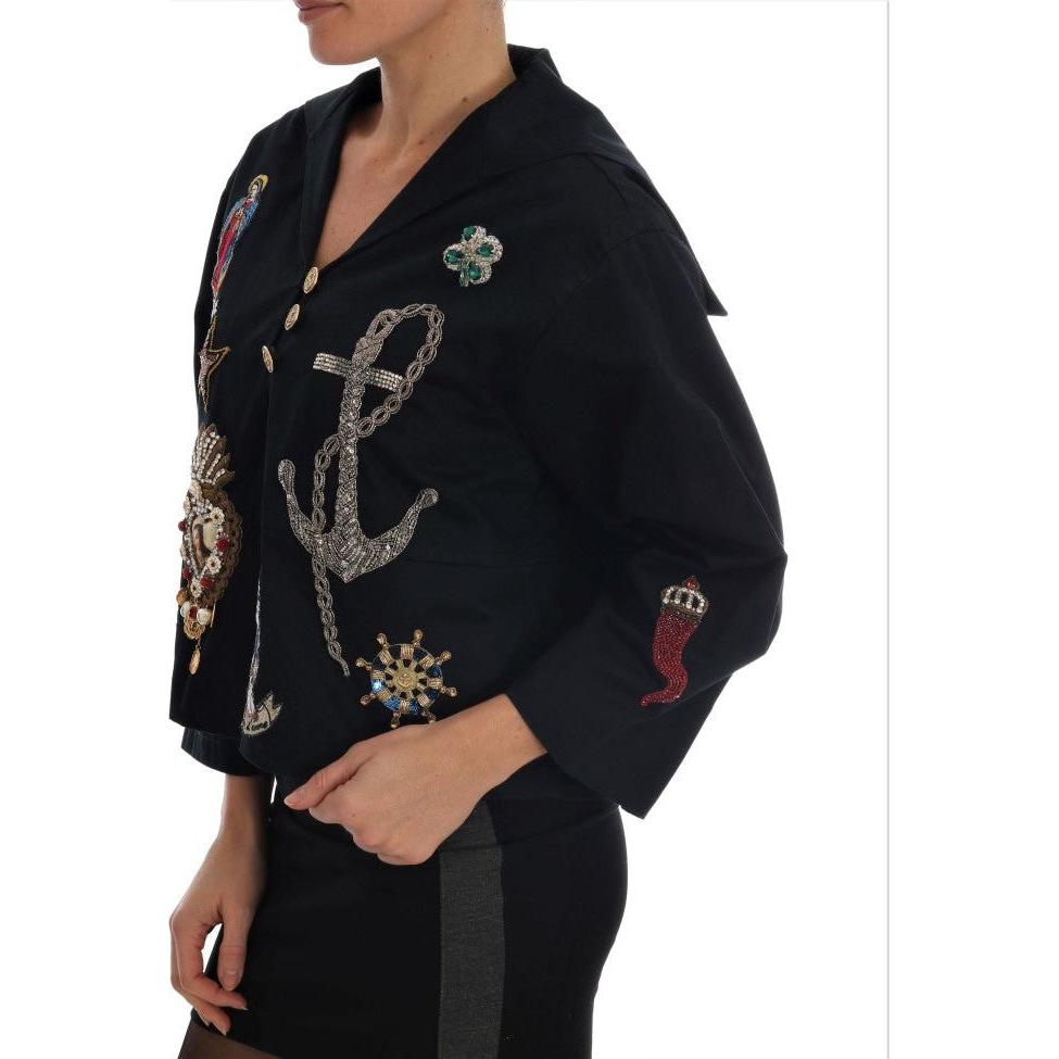 Dolce & Gabbana Enchanted Blue Crystal Embroidered Coat Dolce & Gabbana