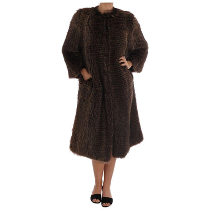 Dolce & Gabbana Brown Raccoon Fur Coat Jacket Dolce & Gabbana