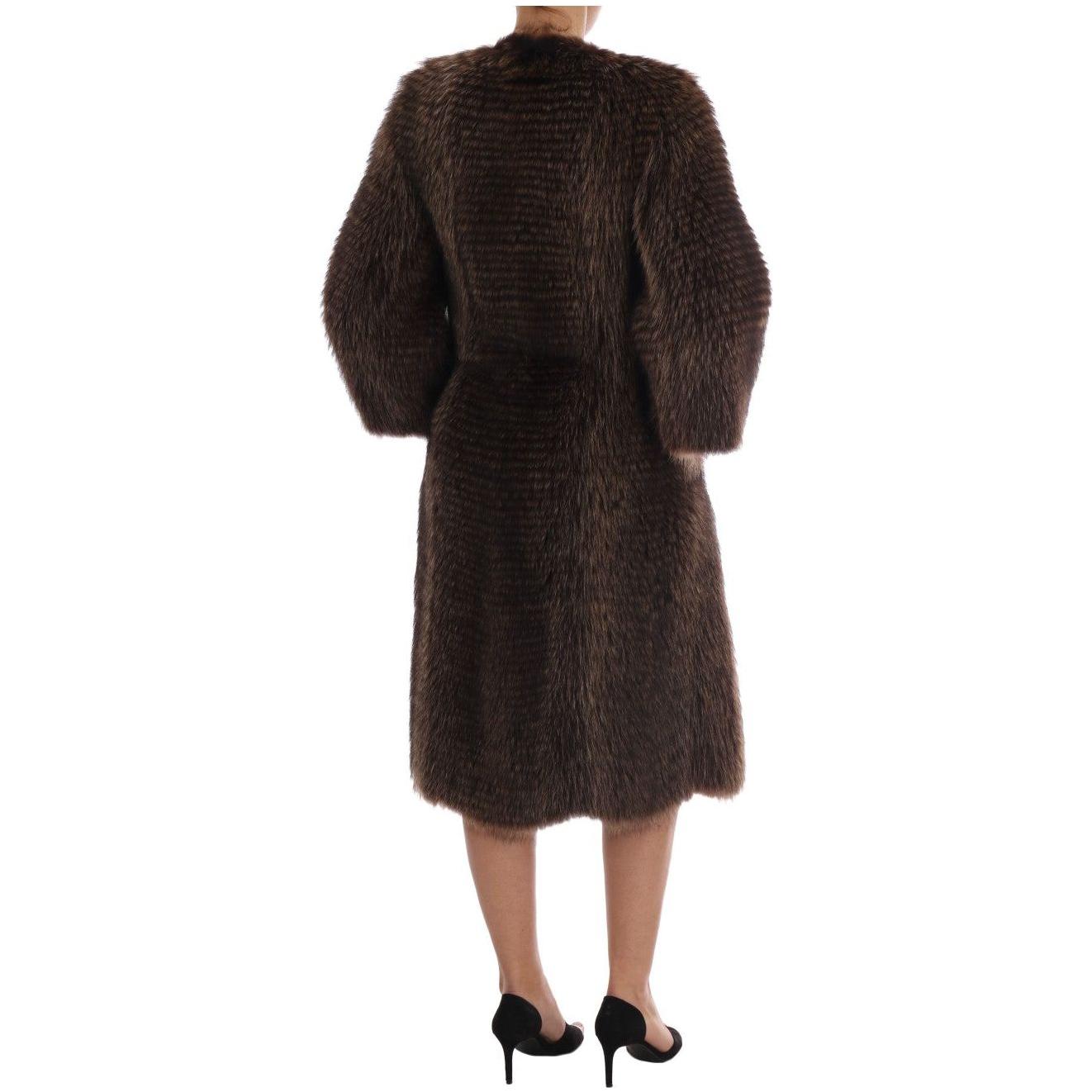 Dolce & Gabbana Brown Raccoon Fur Coat Jacket Dolce & Gabbana