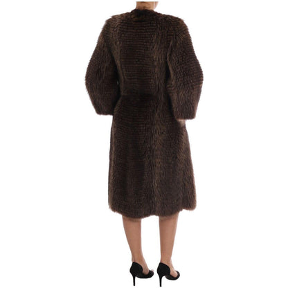 Dolce & Gabbana Brown Raccoon Fur Coat Jacket Dolce & Gabbana