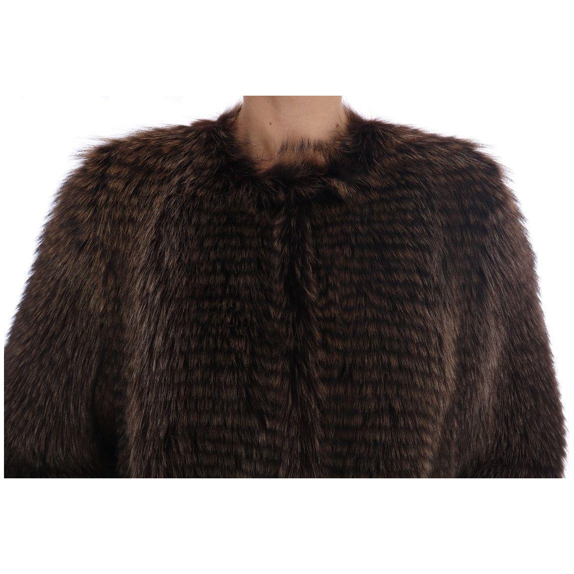 Dolce & Gabbana Brown Raccoon Fur Coat Jacket Dolce & Gabbana
