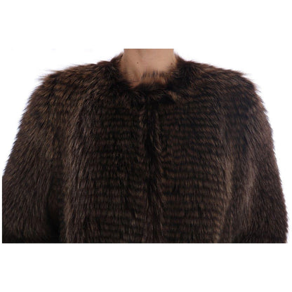 Dolce & Gabbana Brown Raccoon Fur Coat Jacket Dolce & Gabbana