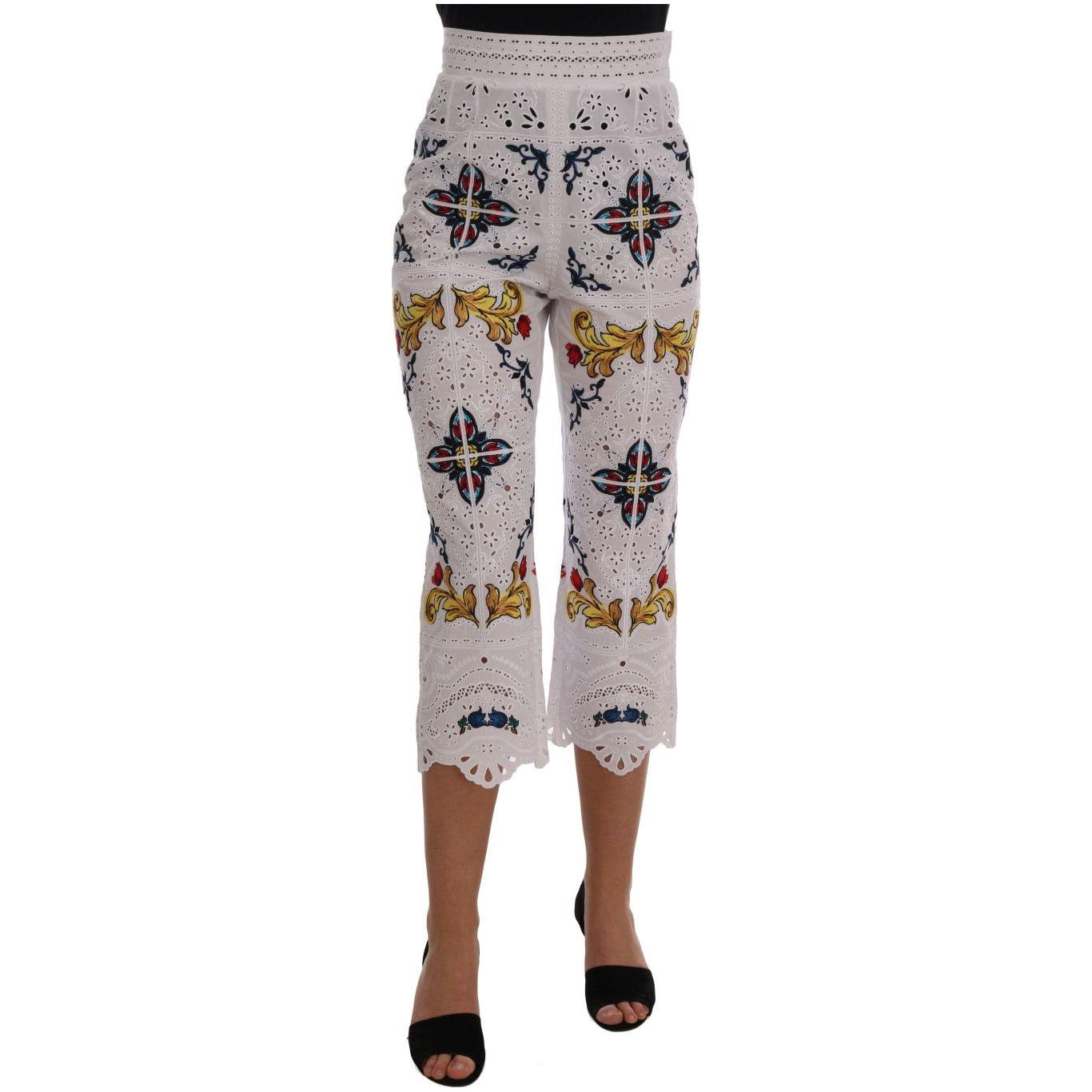 Dolce & Gabbana Mulicolor Majolica Cutout Capri Pants Dolce & Gabbana