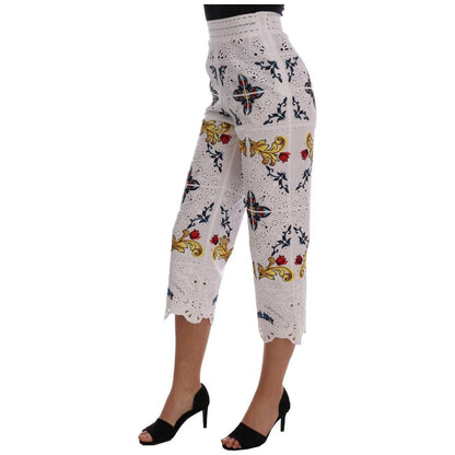 Dolce & Gabbana Mulicolor Majolica Cutout Capri Pants Dolce & Gabbana
