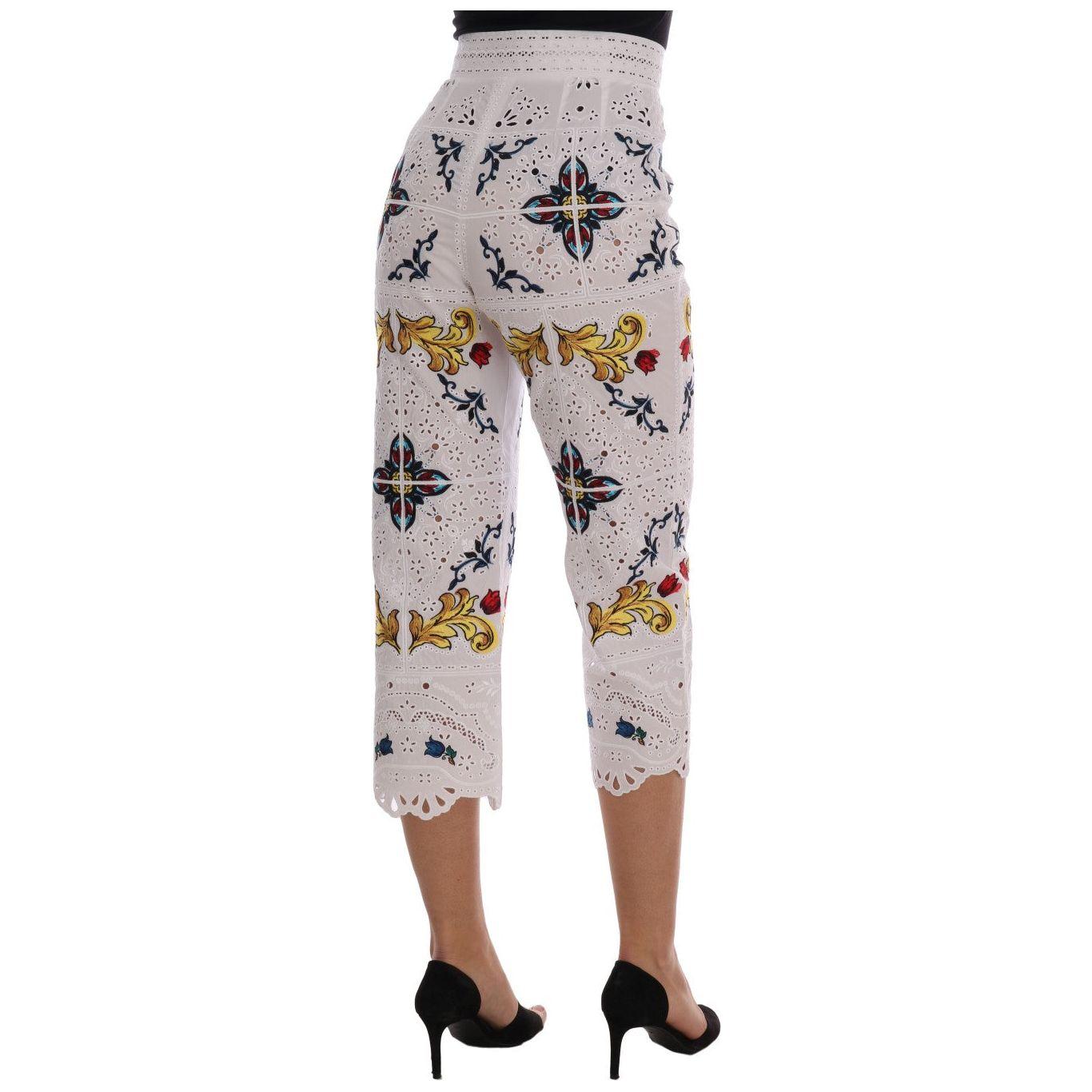 Dolce & Gabbana Mulicolor Majolica Cutout Capri Pants Dolce & Gabbana