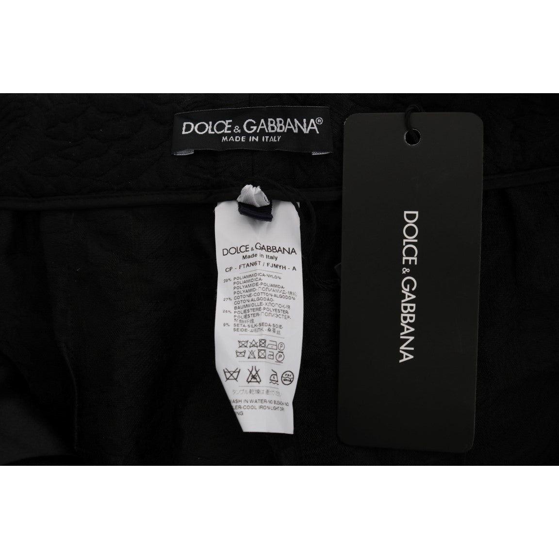 Dolce & Gabbana Black Brocade High Waist Capri Shorts Dolce & Gabbana