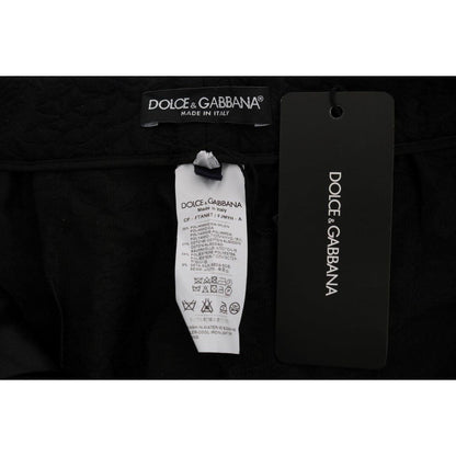 Dolce & Gabbana Black Brocade High Waist Capri Shorts Dolce & Gabbana