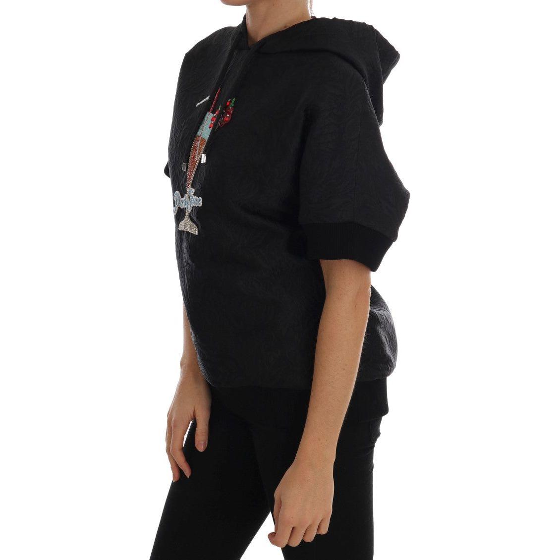 Dolce & Gabbana Black Fairy Tale Crystal Hooded Sweater Dolce & Gabbana