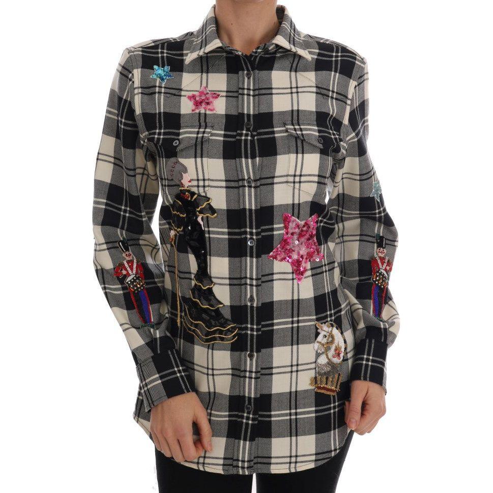 Dolce & Gabbana Black White Fairy Tale Crystal Shirt Dolce & Gabbana