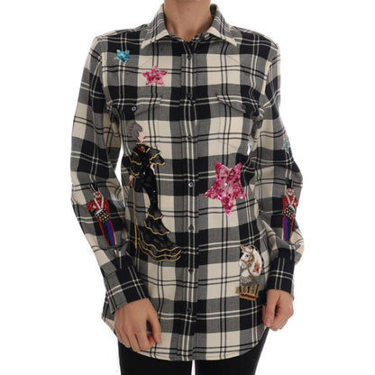 Dolce & Gabbana Black White Fairy Tale Crystal Shirt Dolce & Gabbana