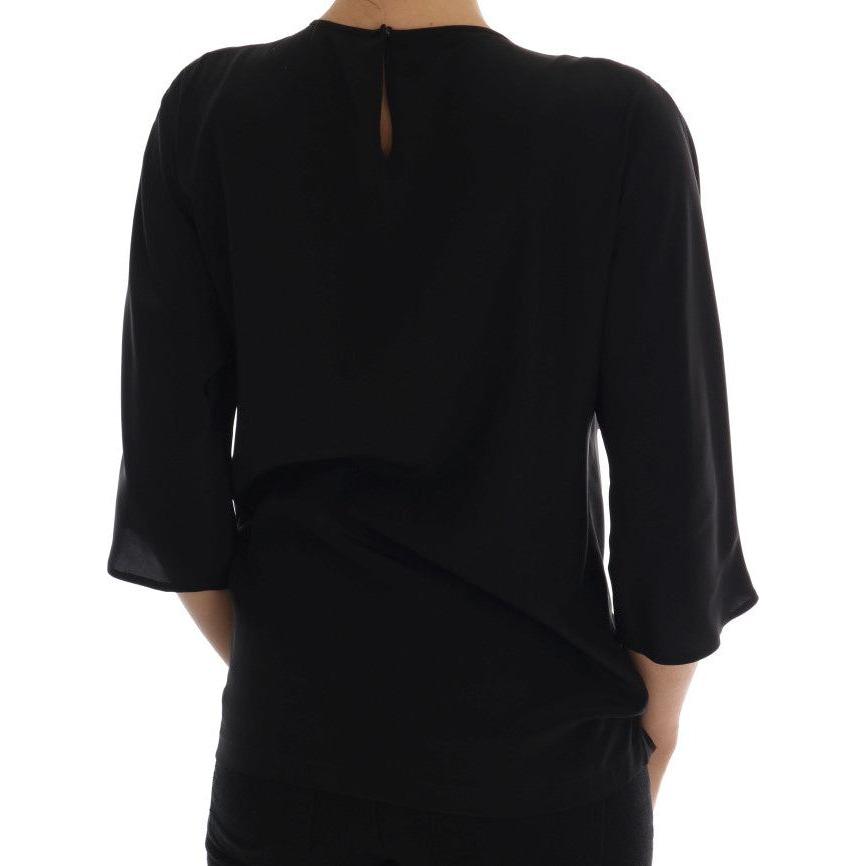 Dolce & Gabbana Black Silk Fairy Tale Top Crystal Blouse Dolce & Gabbana