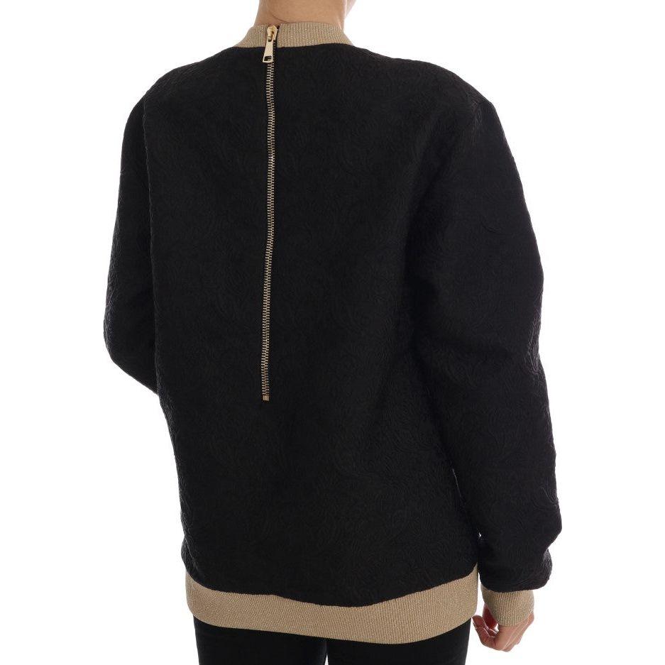 Dolce & Gabbana Black Fairy Tale Brocade Zipper Sweater Dolce & Gabbana