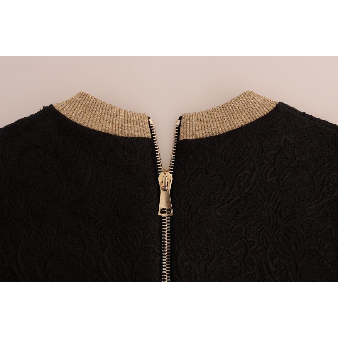 Dolce & Gabbana Black Fairy Tale Brocade Zipper Sweater Dolce & Gabbana