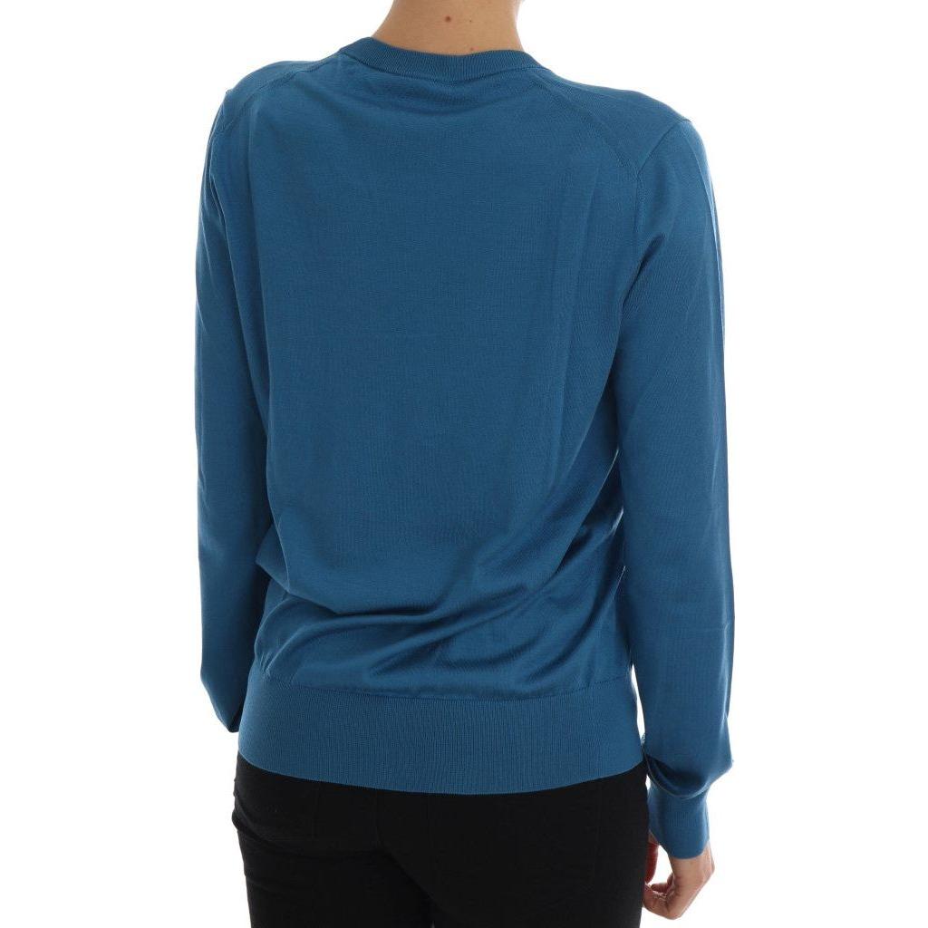 Dolce & Gabbana Blue Silk Love is Pullover Sweater Dolce & Gabbana