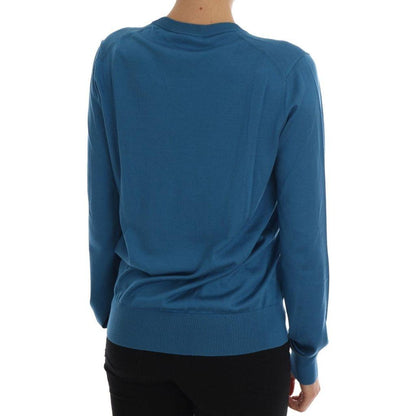 Dolce & Gabbana Blue Silk Love is Pullover Sweater Dolce & Gabbana