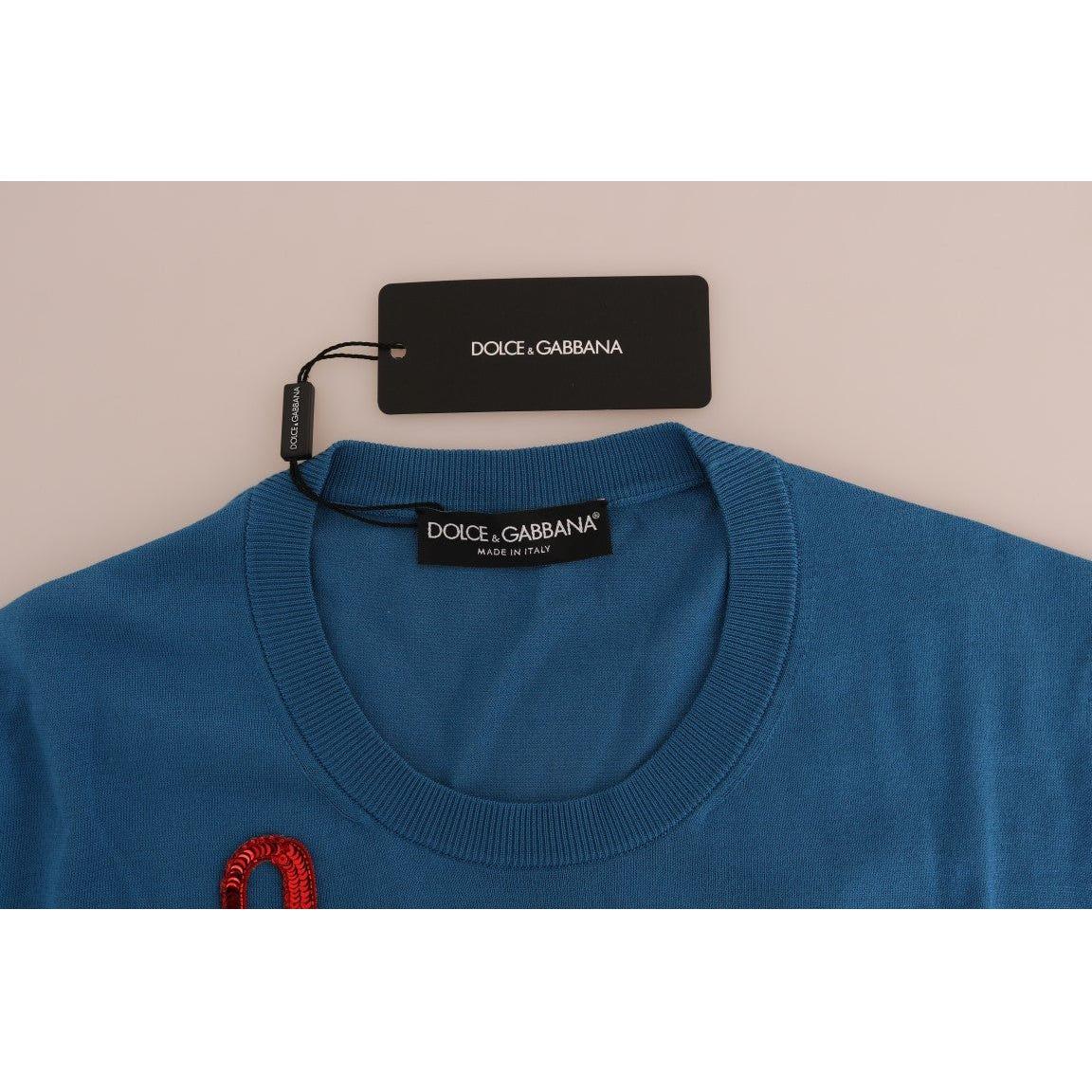 Dolce & Gabbana Blue Silk Love is Pullover Sweater Dolce & Gabbana