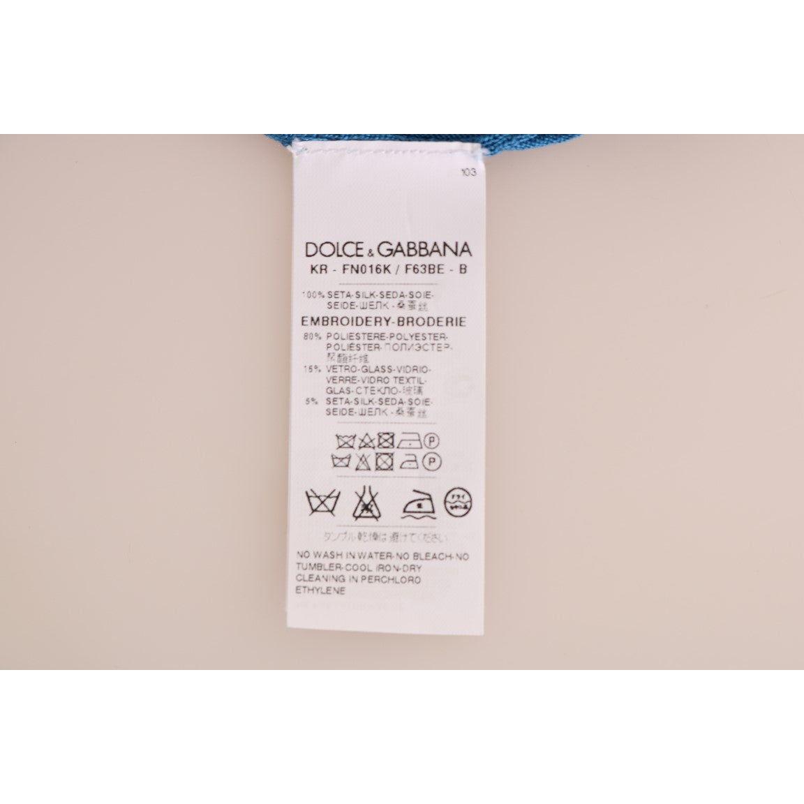 蓝色真丝亮片卡普里套头衫