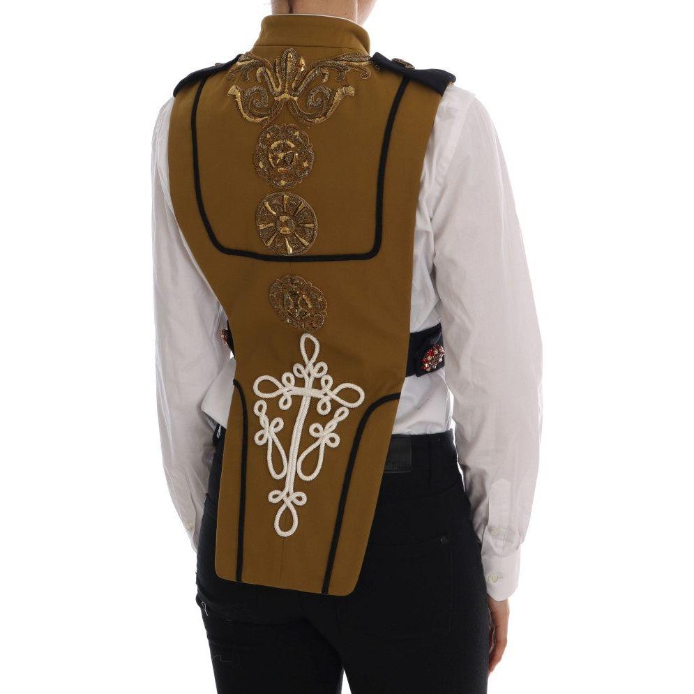 Dolce & Gabbana Yellow Crystal Cross Vest Jacket Dolce & Gabbana