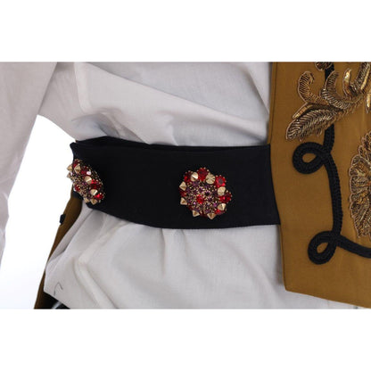 Dolce & Gabbana Yellow Crystal Cross Vest Jacket Dolce & Gabbana