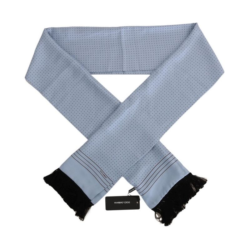 Dolce & Gabbana Elegant Blue Silk Polka Dot Men's Scarf Silk Scarves Dolce & Gabbana