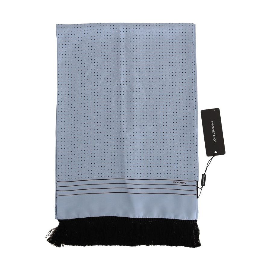 Dolce & Gabbana Elegant Blue Silk Polka Dot Men's Scarf Silk Scarves Dolce & Gabbana