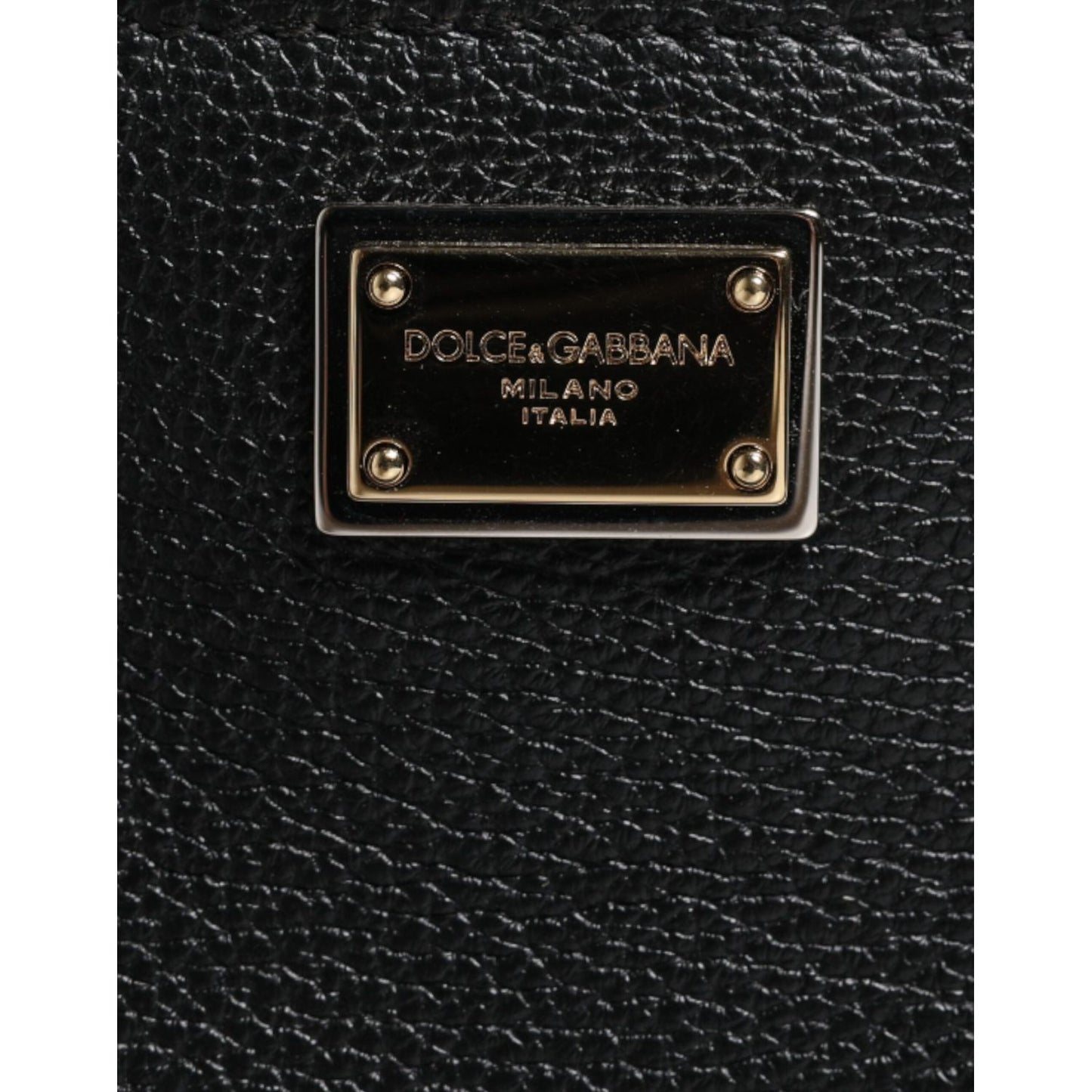 Dolce & Gabbana Black Grain Leather Logo Plaque Clutch Bag Dolce & Gabbana