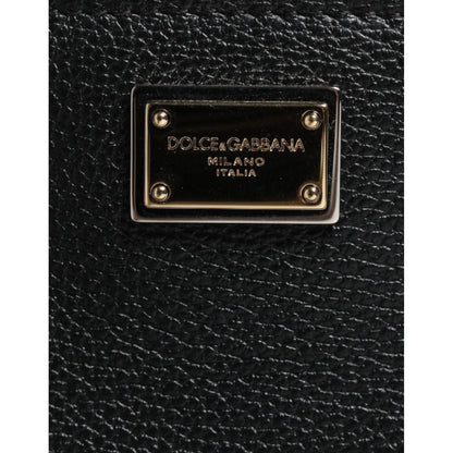 Dolce & Gabbana Black Grain Leather Logo Plaque Clutch Bag Dolce & Gabbana