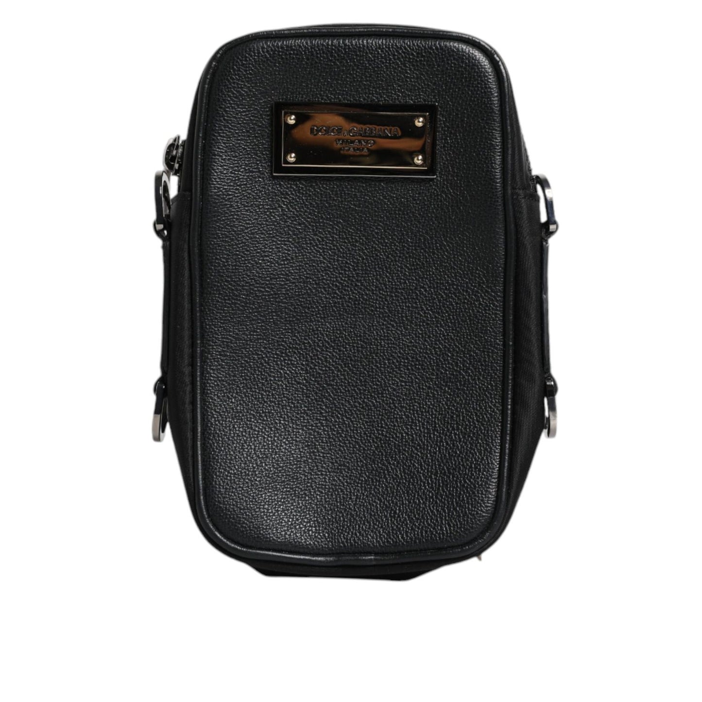 Dolce & Gabbana Black Grain Leather Logo Plaque Clutch Bag Dolce & Gabbana